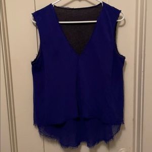 layered midnight blue over dark grey tank